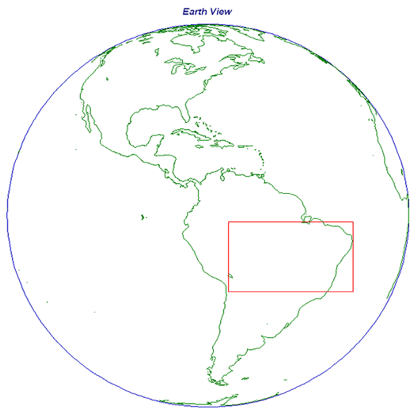 Depiction of GOES-East Imager South America A Sector - Earth View