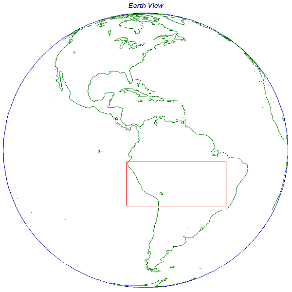 Depiction of GOES-East Imager South America Central Sector - Earth View