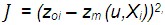 MLE equation: J=(z sub(oi) - z sub(m)(u,X sub(i)))squared