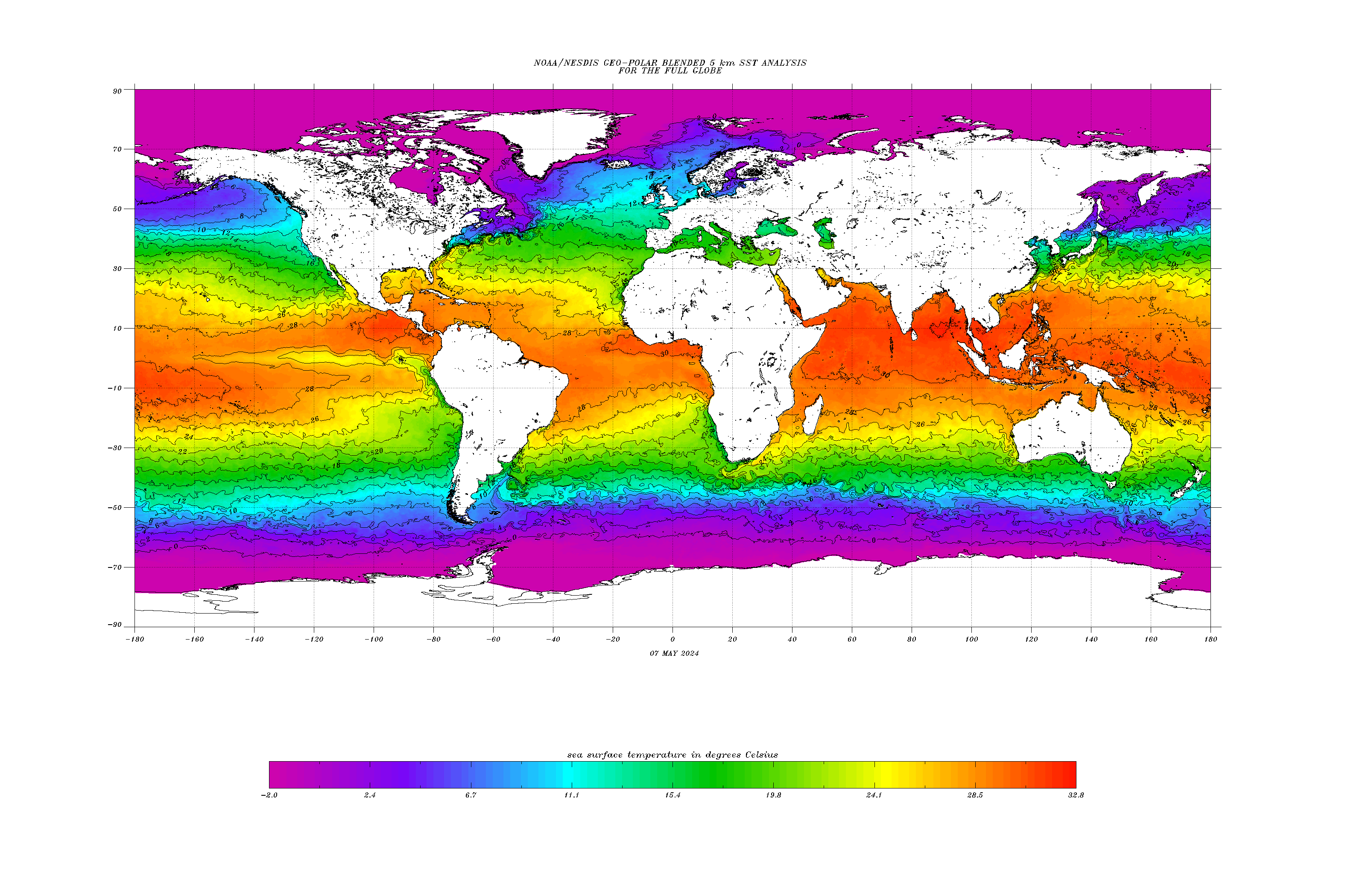 Latest 50km Global Sea-Surface Temperature Analysis