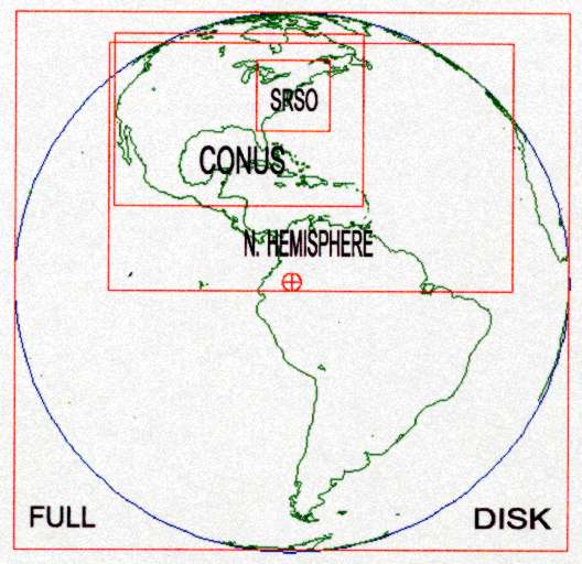 Depiction of GOES-East Super Rapid Scan Scaning strategies on Full Disk GOES-East Footprint