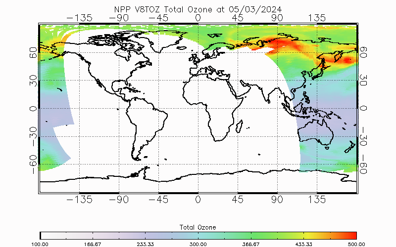 Latest OMPS V8TOZ Total Ozone from Daily Product
