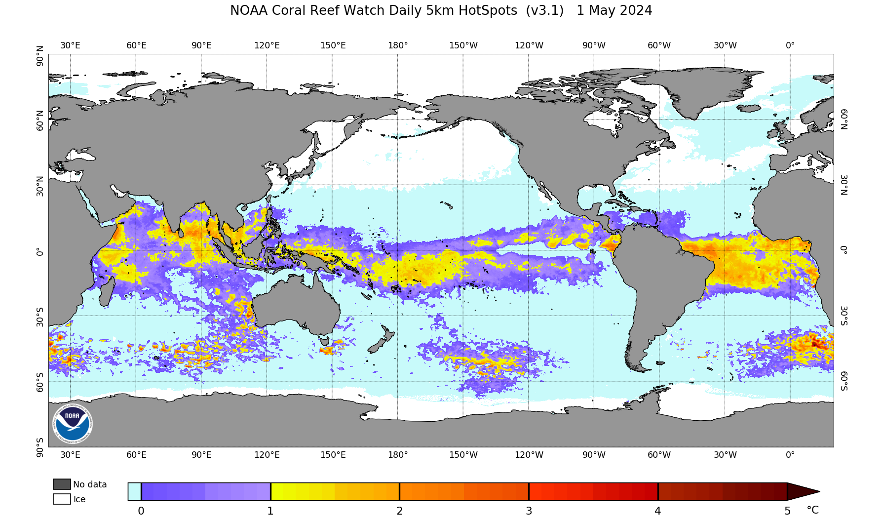 Global map of coral bleaching hotspots