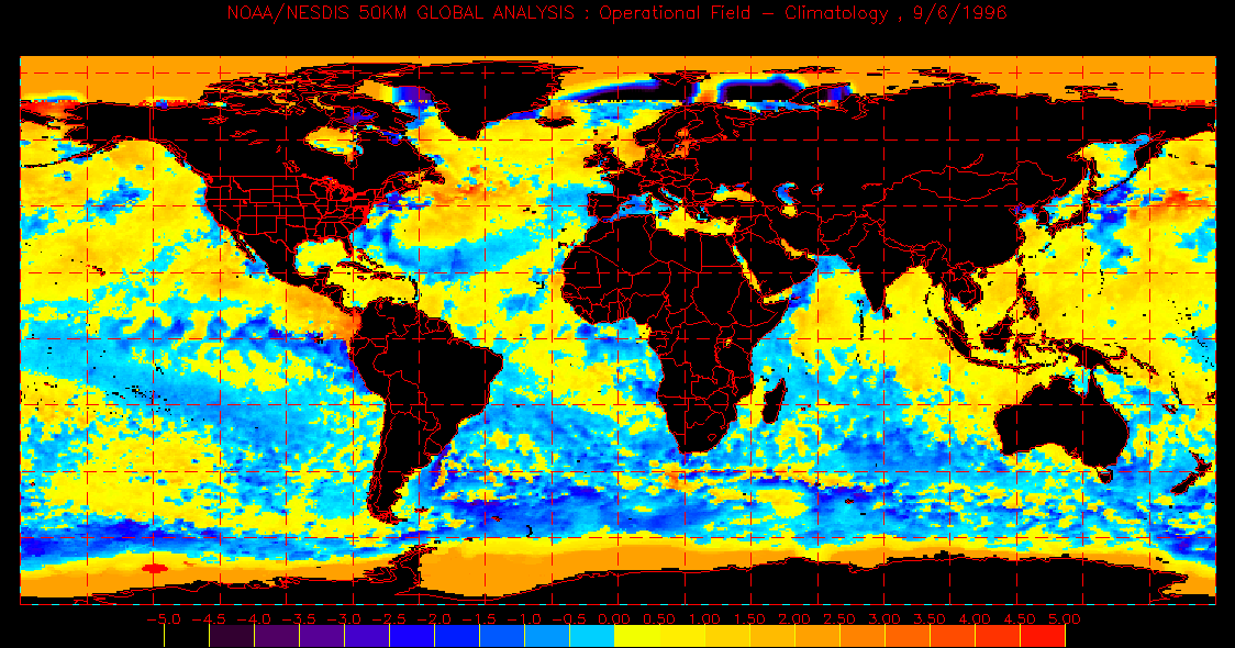 global map of SST anomalies for September 6, 1996
