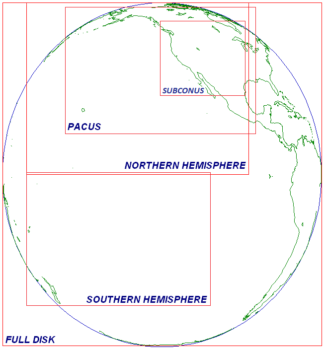 Depiction of Multiple Scaning strategies on Full Disk GOES-15 Footprint